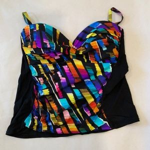 Miraclesuit Multicolored Tankini Top, Size 14